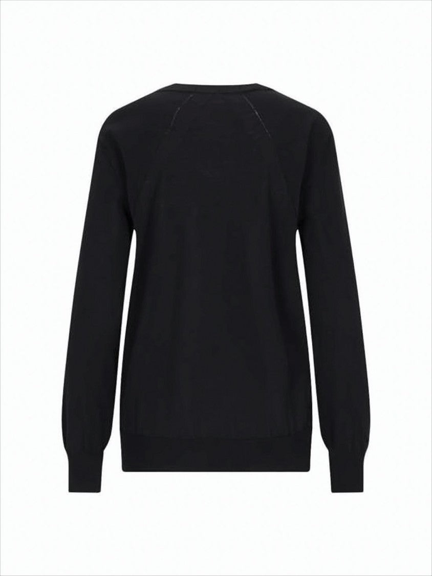 Classic Crew Neck Wool Sweater with Ribbed Cuffs