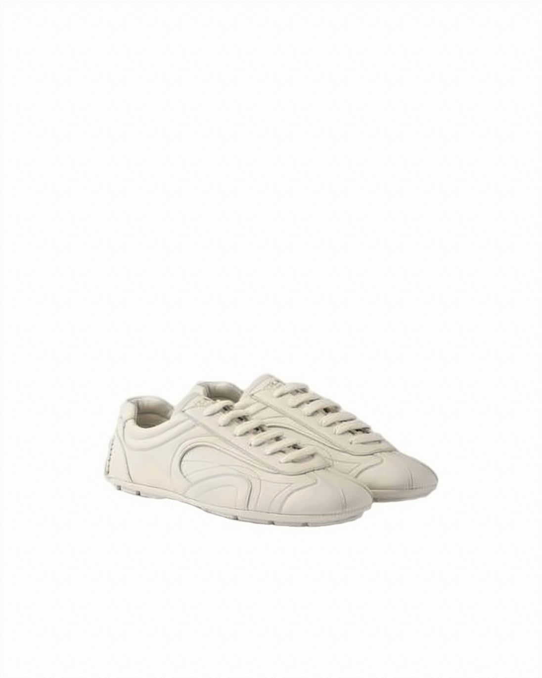 Low-Profile Light Beige Sneakers With Lace-Up Front