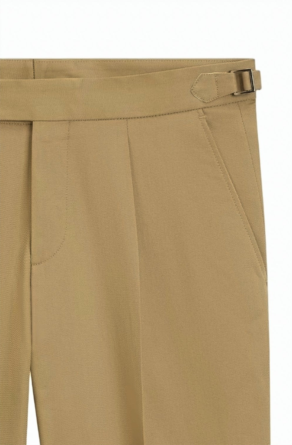 Beige Tapered Tailored Trousers
