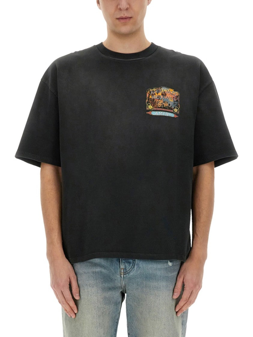 "Jazz Hideaway" Graphic Print Black T-Shirt