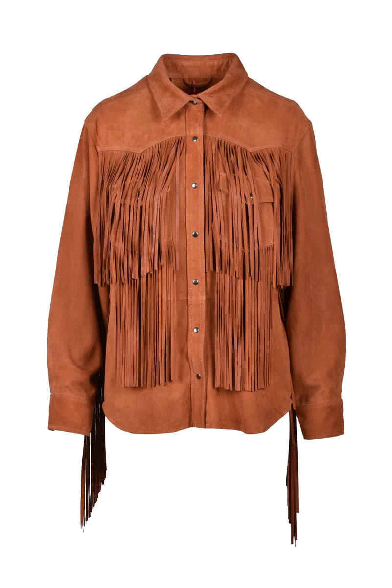 Suede Leather Shirt - Cognac