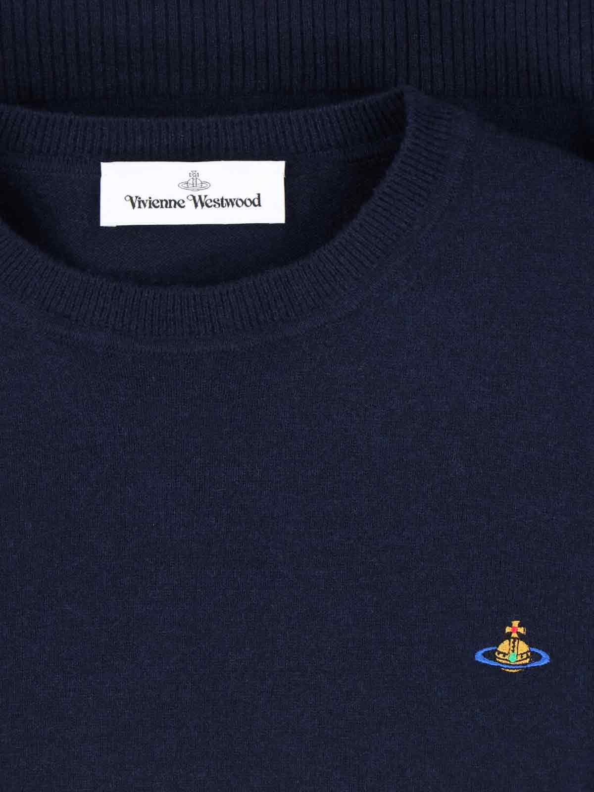 "Alex" Crew Neck Sweater In Blue Wool