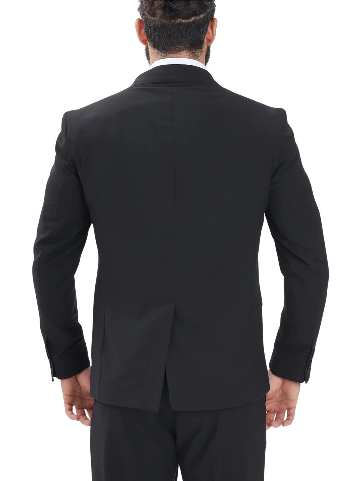 Black Polyester Viscose Elastane Rounded Jacket