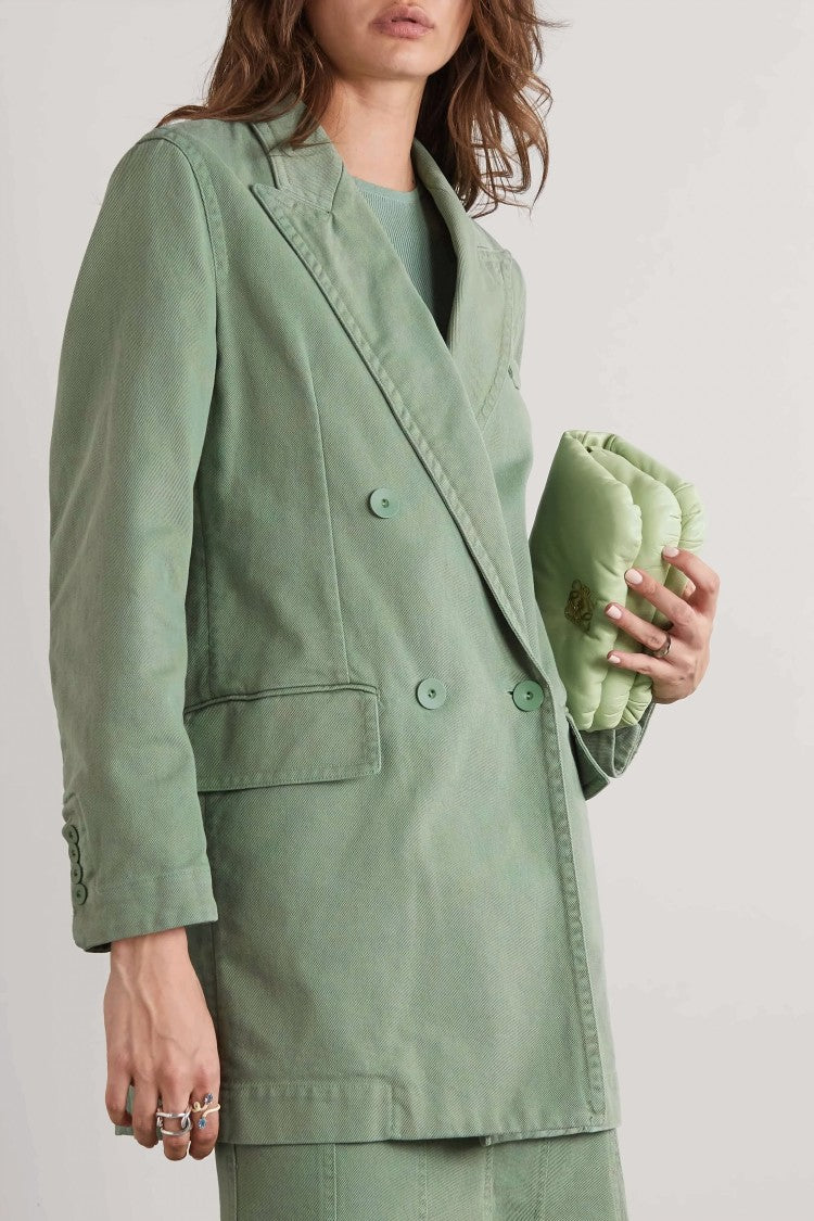 Double-Breasted Tailored Coat with Notched Lapel