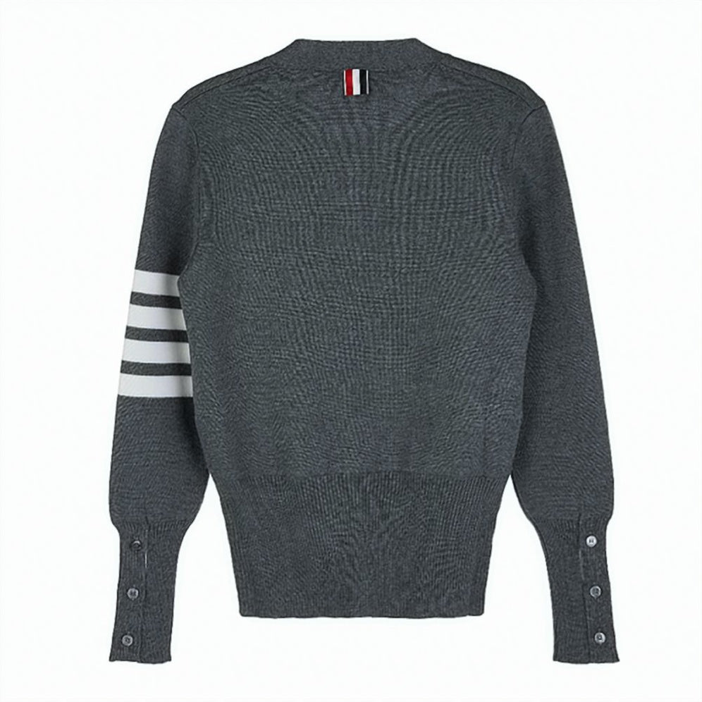 Fine Merino Wool 4-Bar Classic V-Neck Cardigan