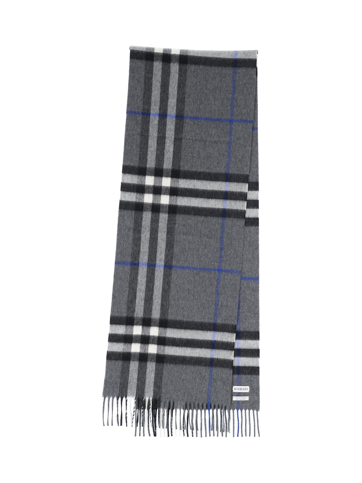 "Check" Cashmere Scarf – Grey