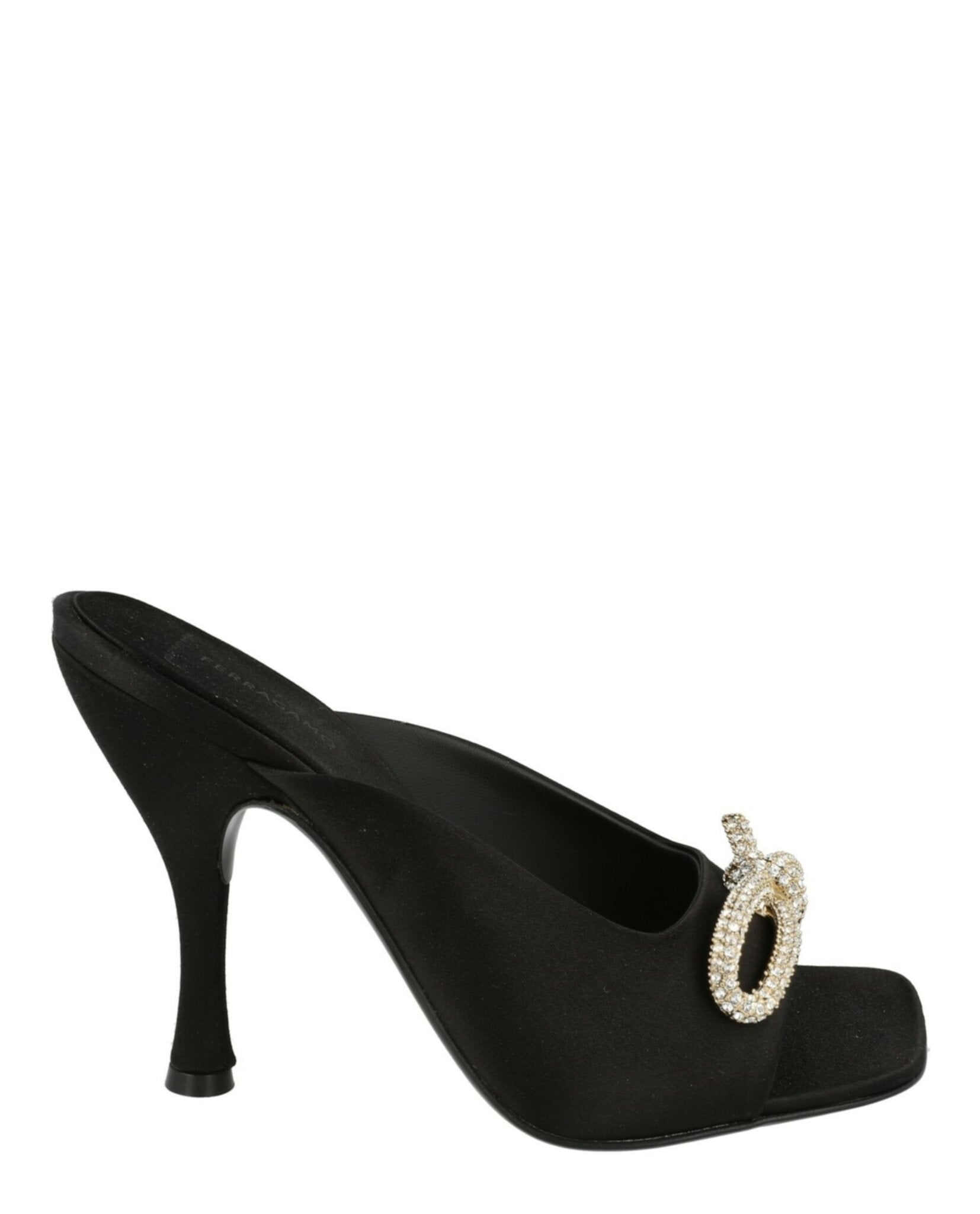Crystal-Embellished Knot-Detail Mules