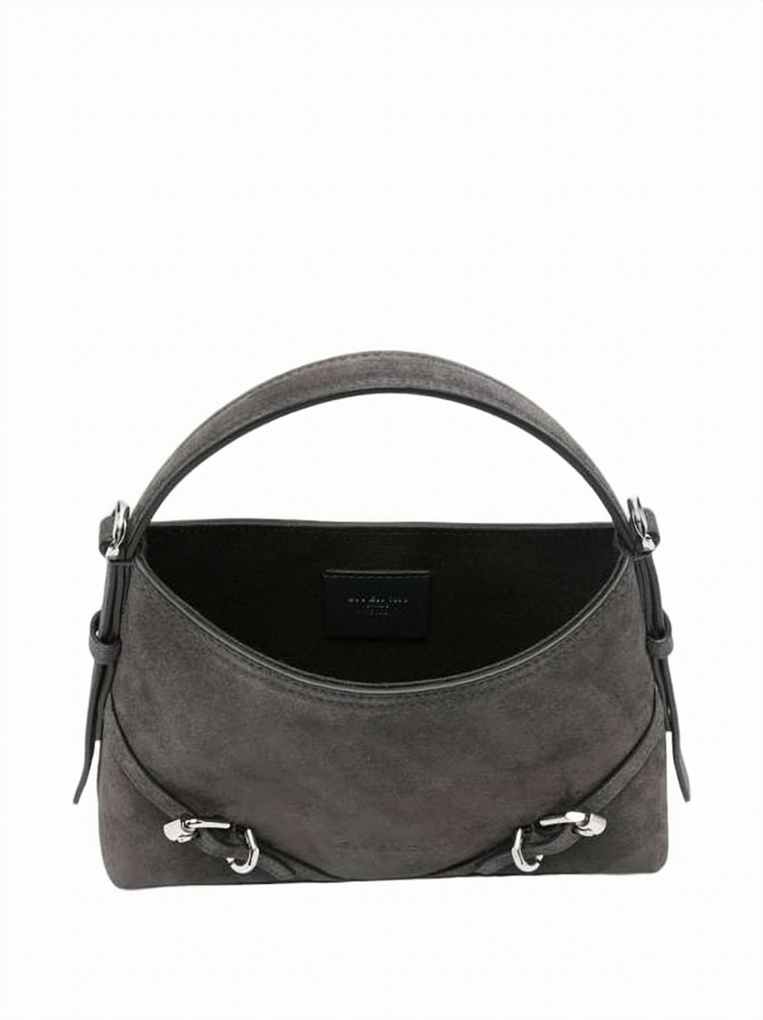 Structured Dark Grey Suede Handbag