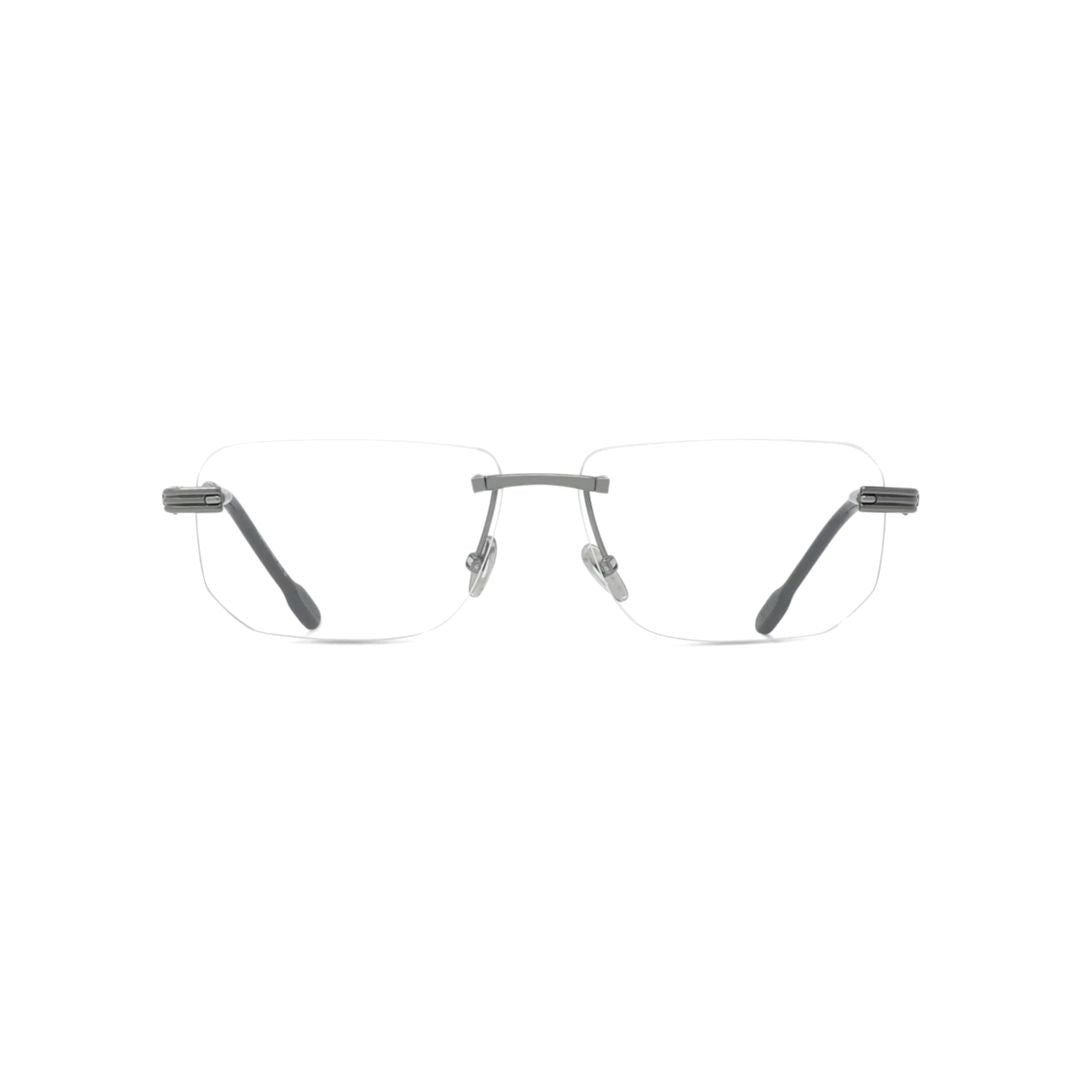 Fg50086u Rimless Eyeglasses with Rectangular Lenses and Textured Temples