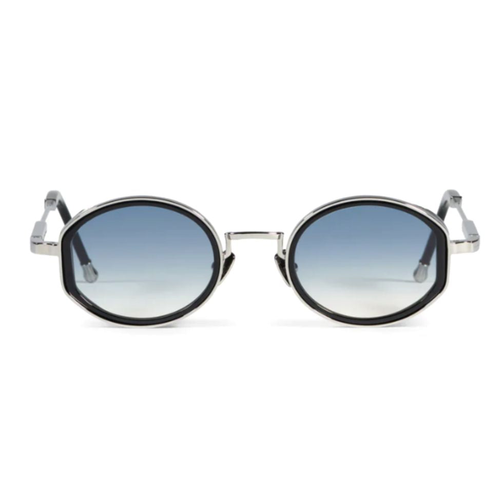 Jared Round Gradient Tint Sunglasses with Metallic Silver Frames