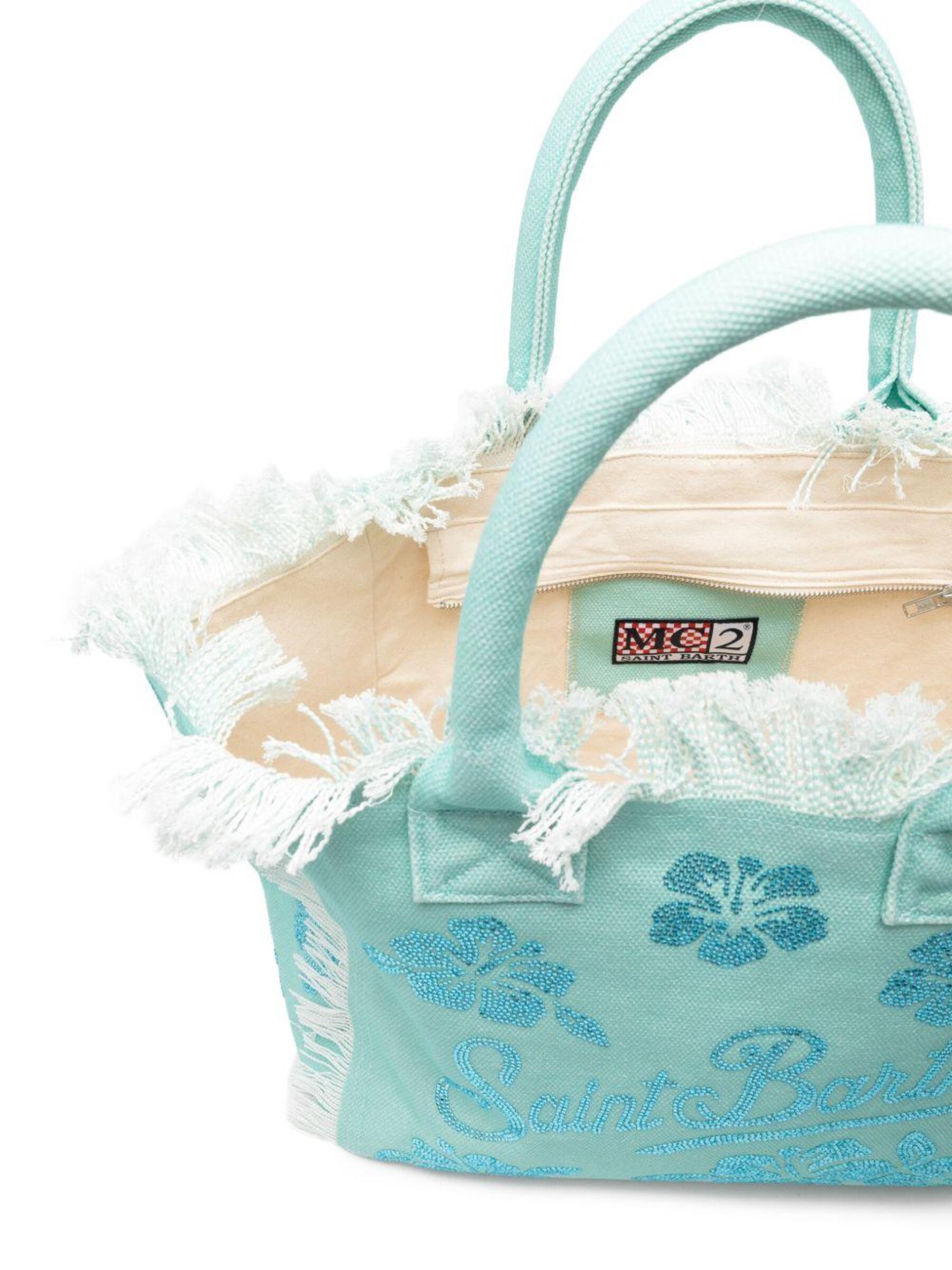 Spacious Floral-Patterned Tote Bag with Fringed Edges