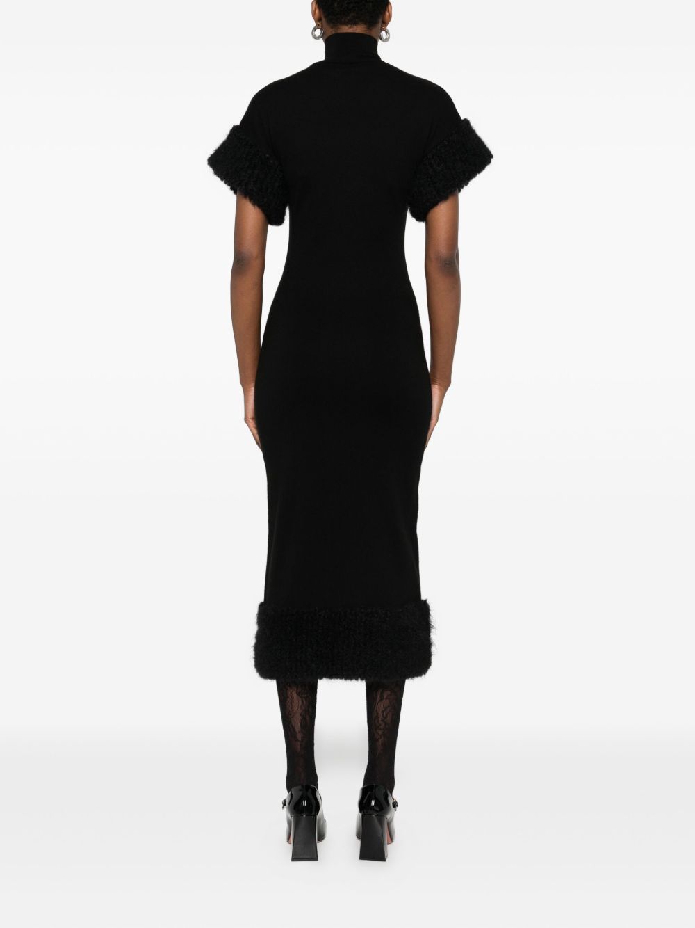 Black Wool Blend Midi Dress