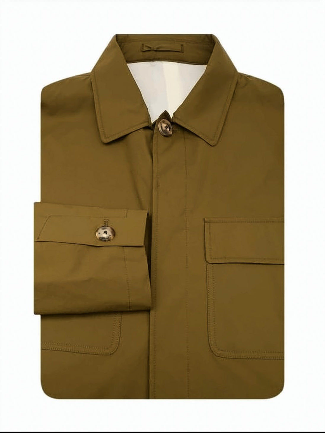 Long-Sleeve Brown Shirt with Structured Collar