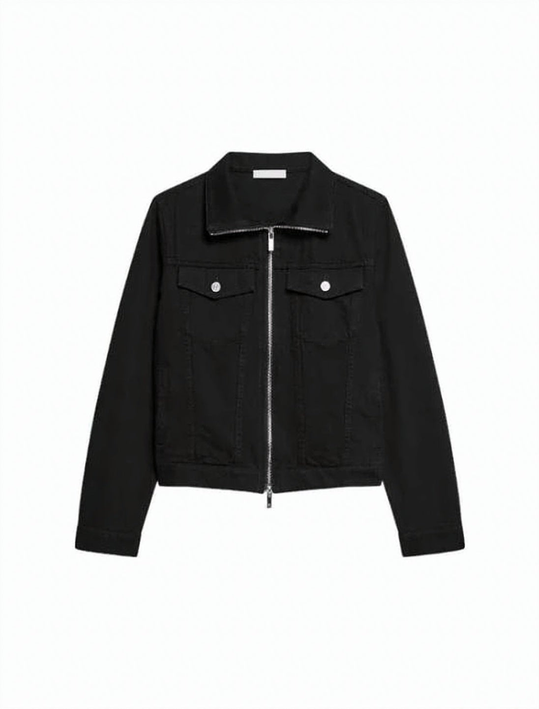 Cropped Black Jacket with Structured Collar