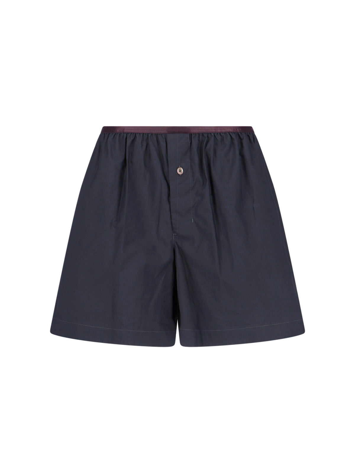 Black Silk Blend Gathered Waist Shorts