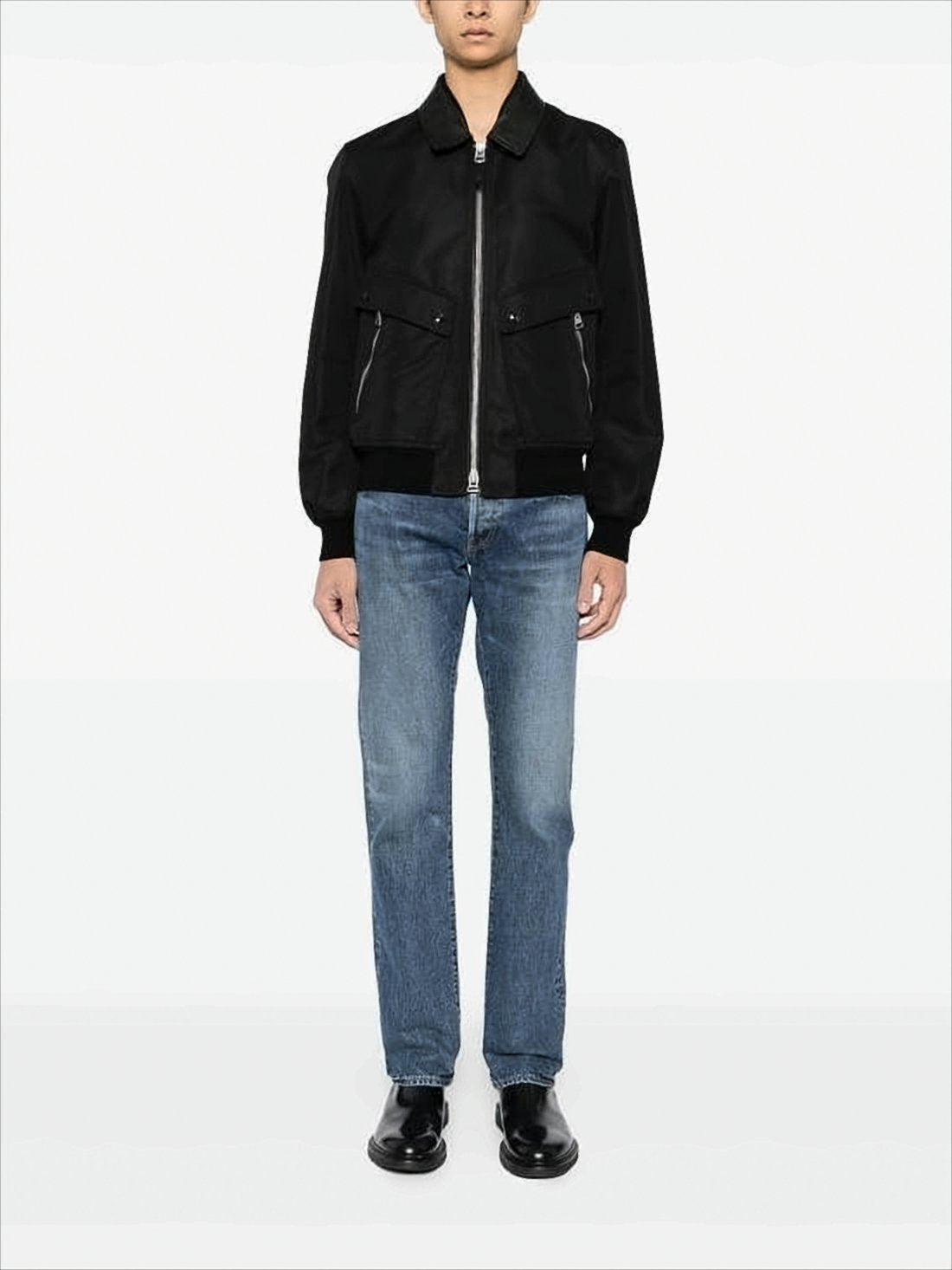 Structured Black Jacket with Leather-Like Finish