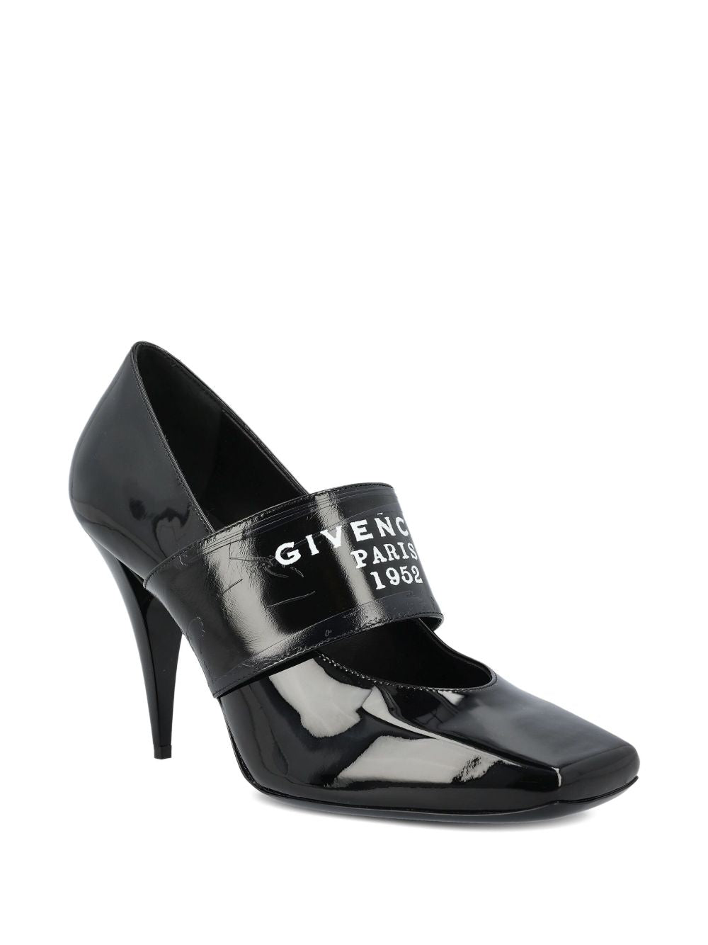 High-Heeled Black Silk and Nylon Pumps