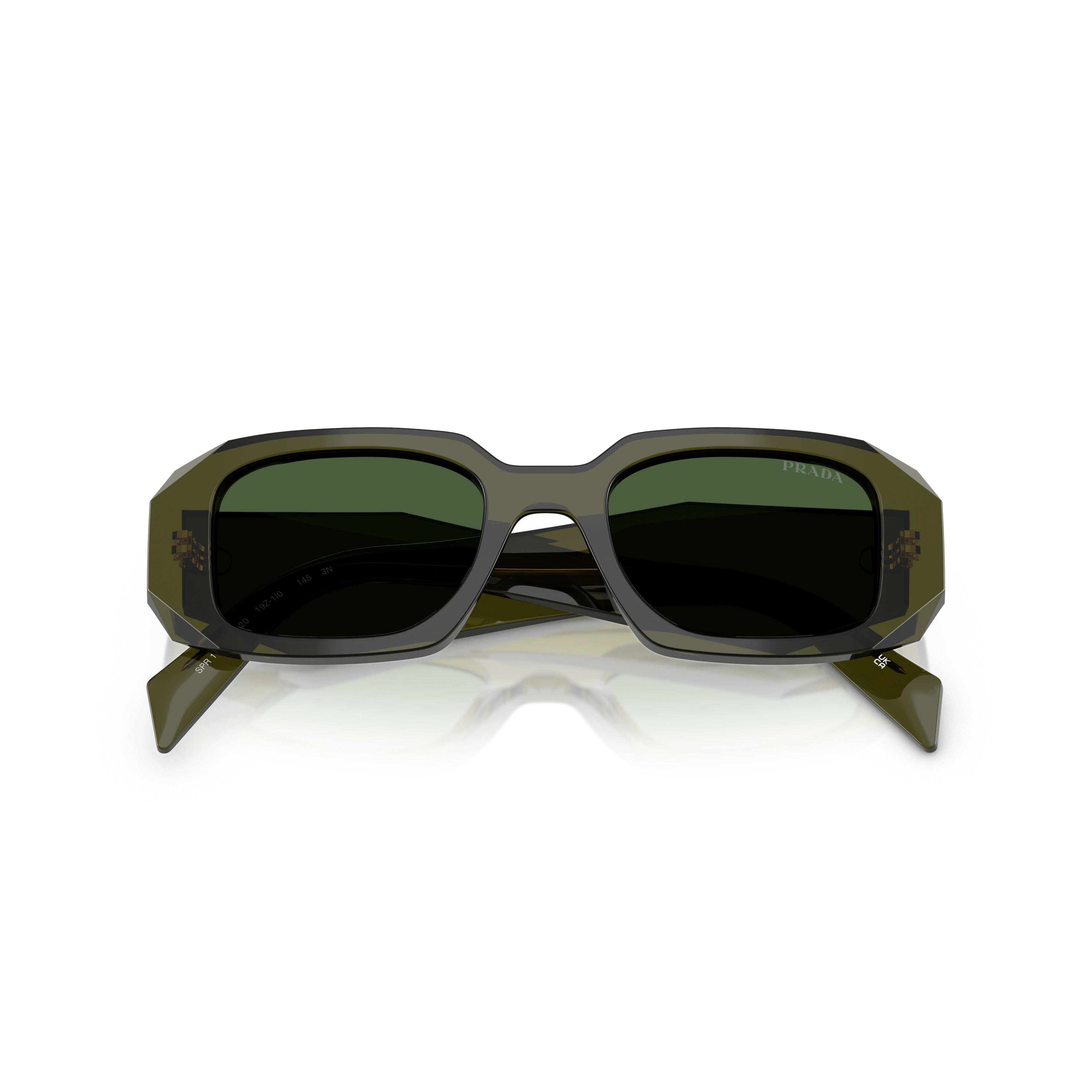 0pr 17ws Translucent Olive Green Rectangle Frame Sunglasses