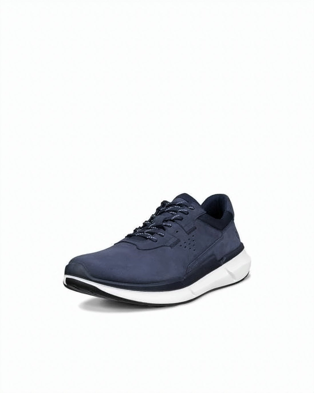 Deep Navy Leather Sneakers With Patterned Laces