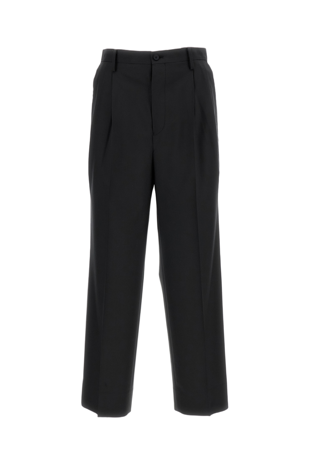 Tailored Wool Poplin Trousers with Pressed Crease