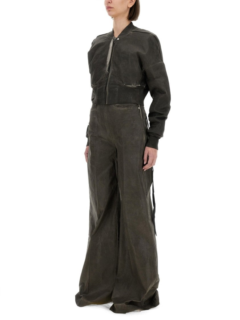 "Flight Jkt" Cropped Bomber Jacket