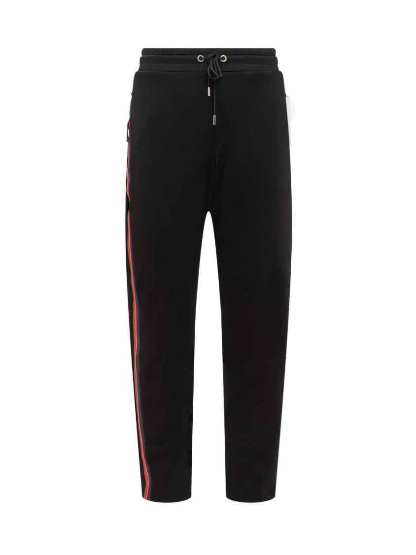 Black Cotton Jogger Pants With Tapered Leg