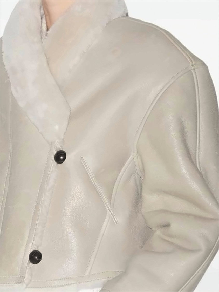 Cropped Lambskin Coat with Plush Shearling Collar