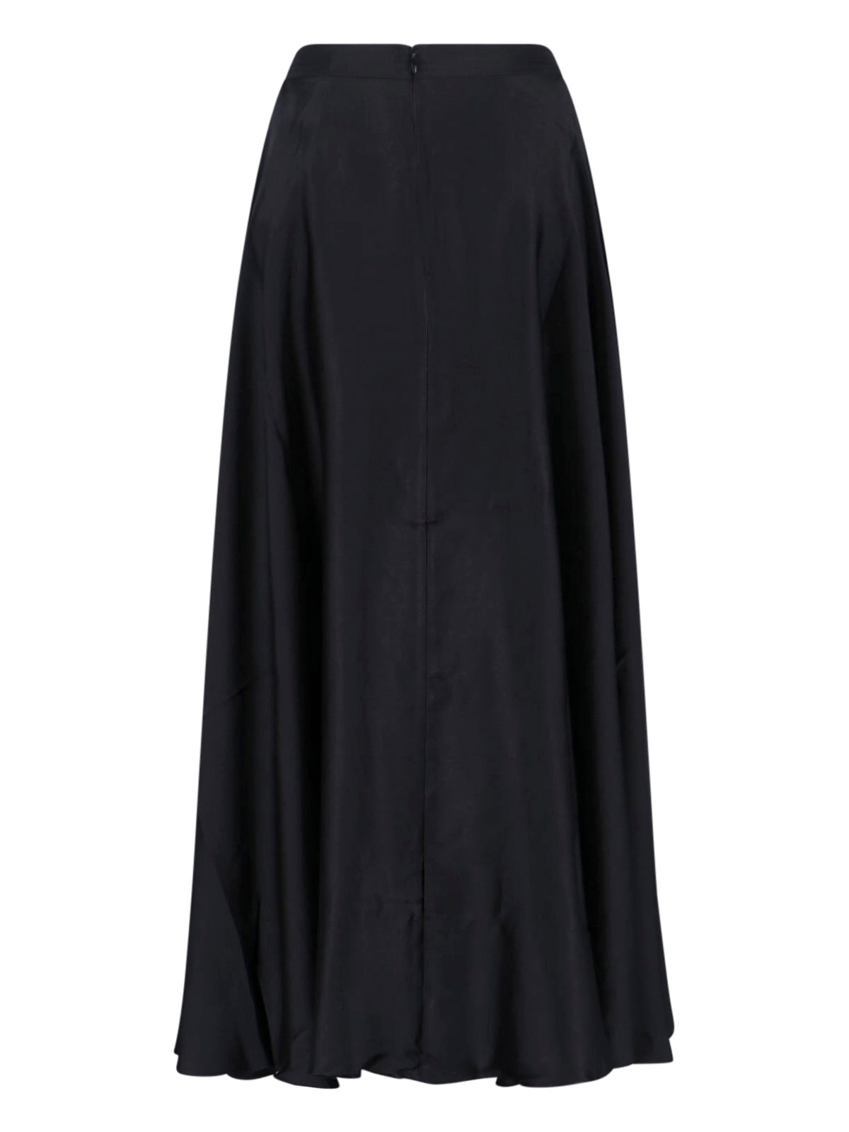 "Christina" Midi Skirt In Black Silk Blend