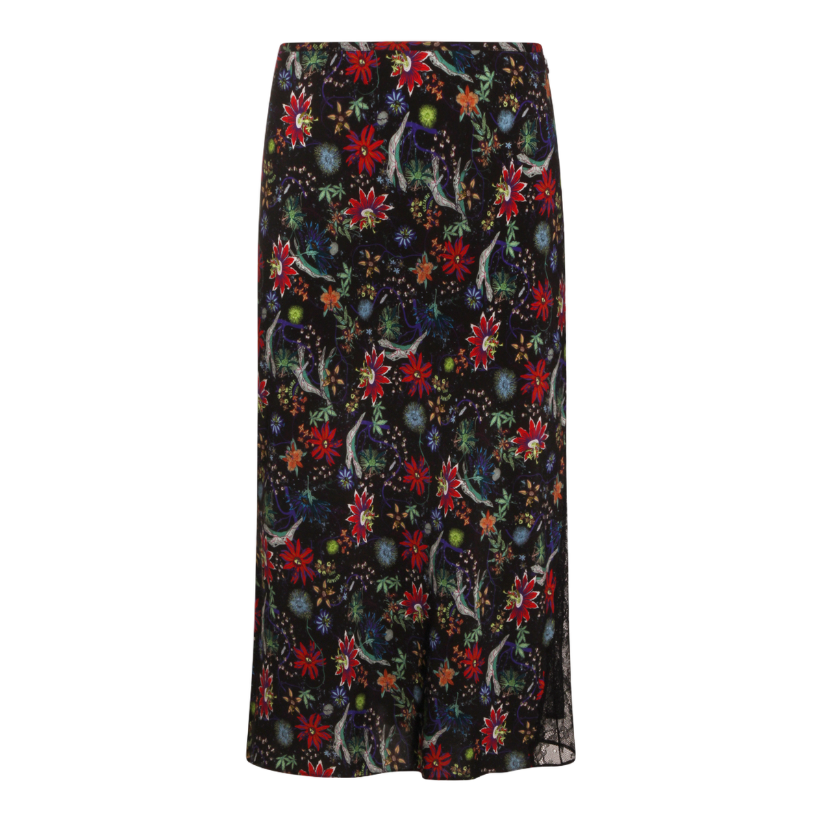 Flared Midi Skirt with Floral Pattern