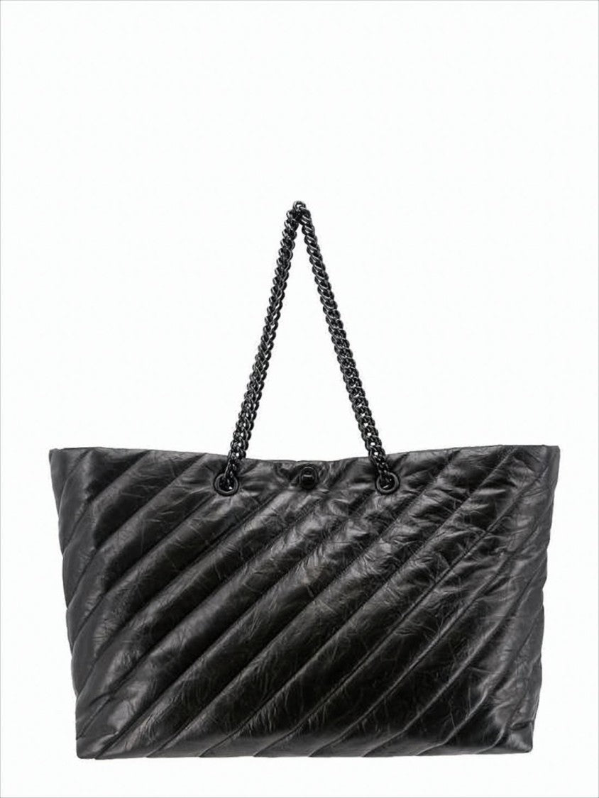 Quilted Calfskin Leather Shoulder Bag with Chain Handles