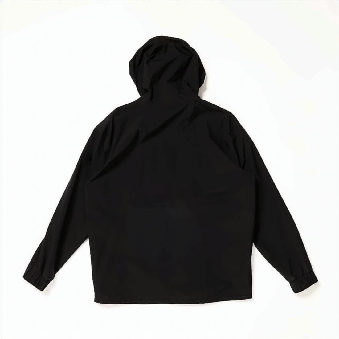 Hooded Black Polyamide Jacket with Design