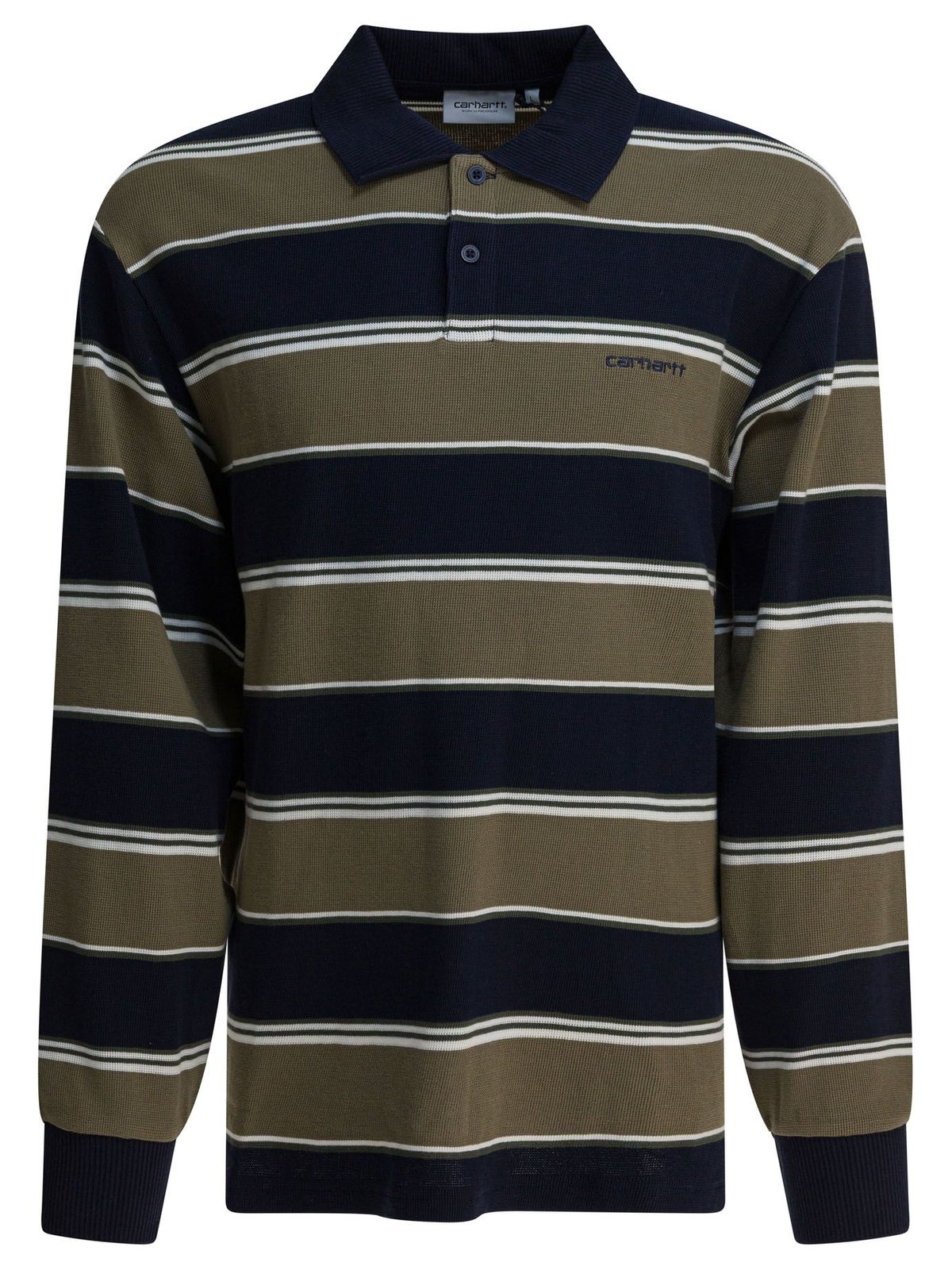 Horizontal Stripe Long Sleeve Polo Shirt