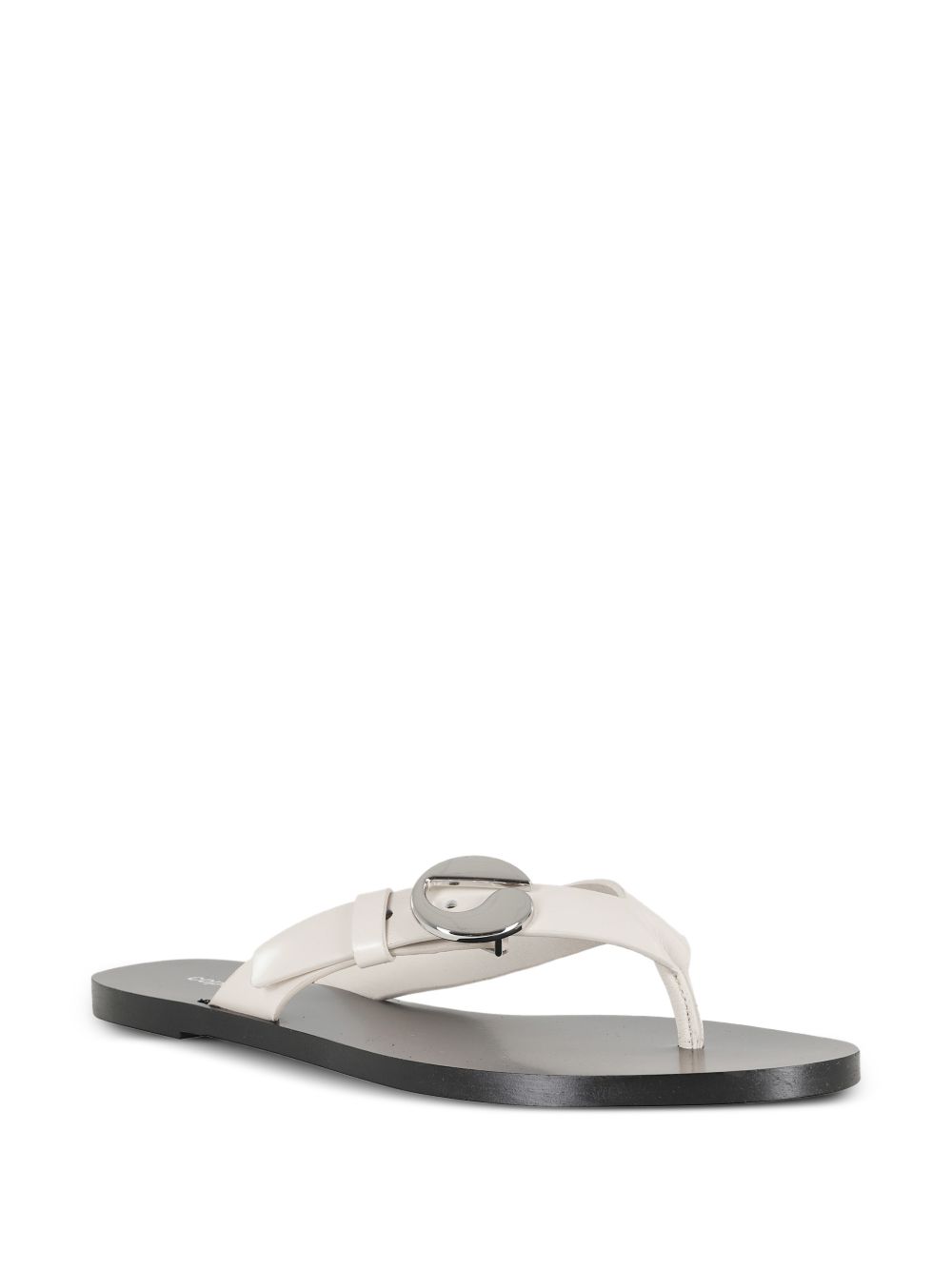 Open-Toe Thong Sandals With Silver Buckle Detail