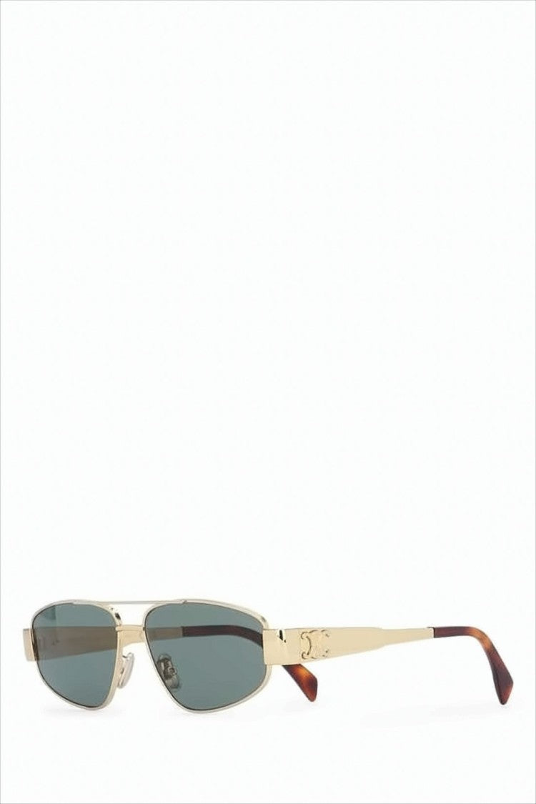 Rectangular Metal Sunglasses with Gold Finish