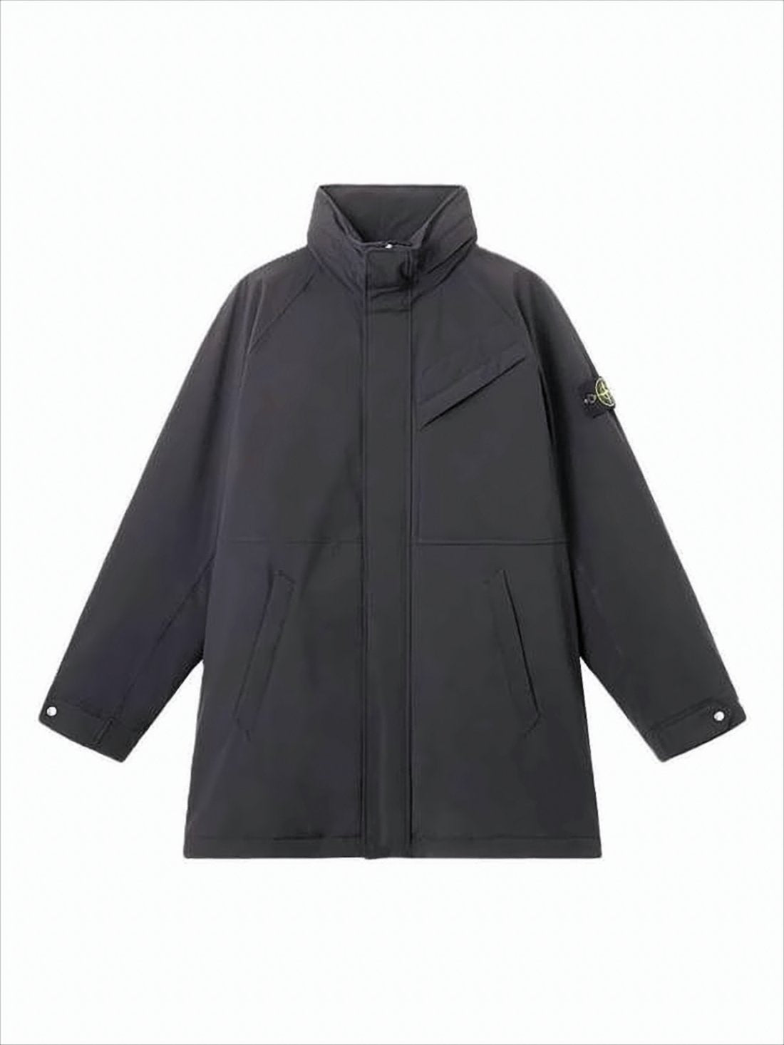 High-Collar Black Casual Jacket