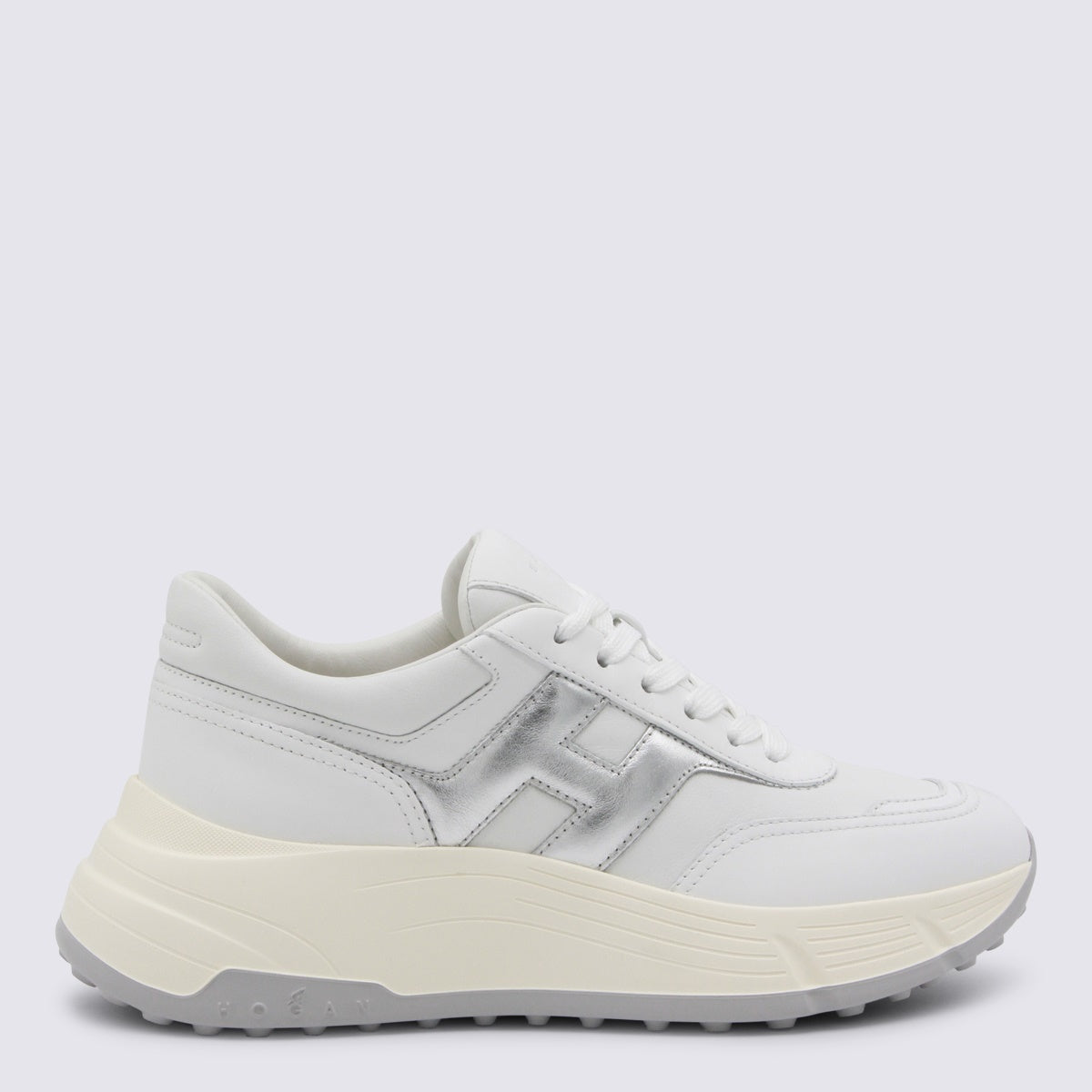 White And Silver Leather Sneakers