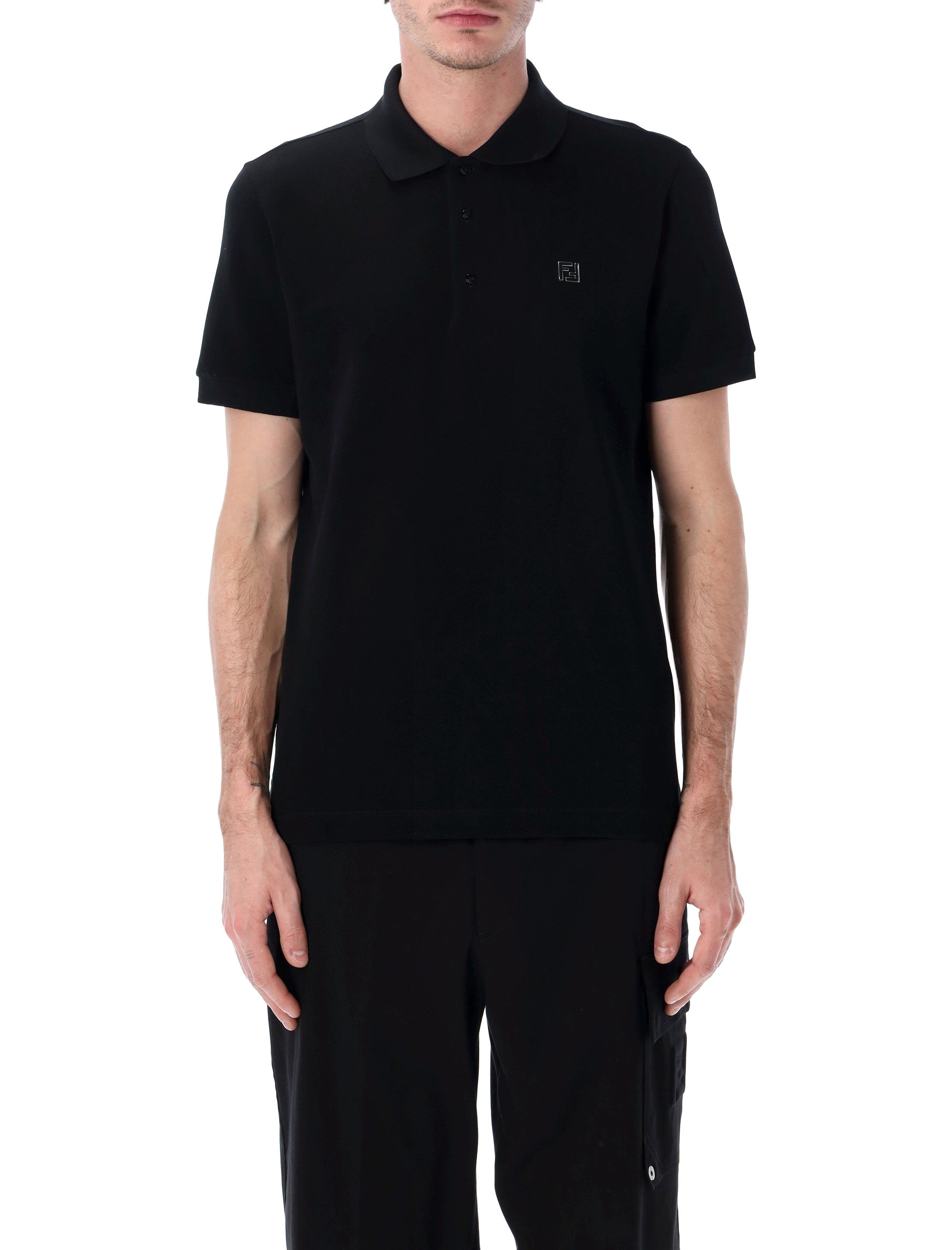 Koszulka polo FF Cotton Piqué z logo z palladowym wykończeniem