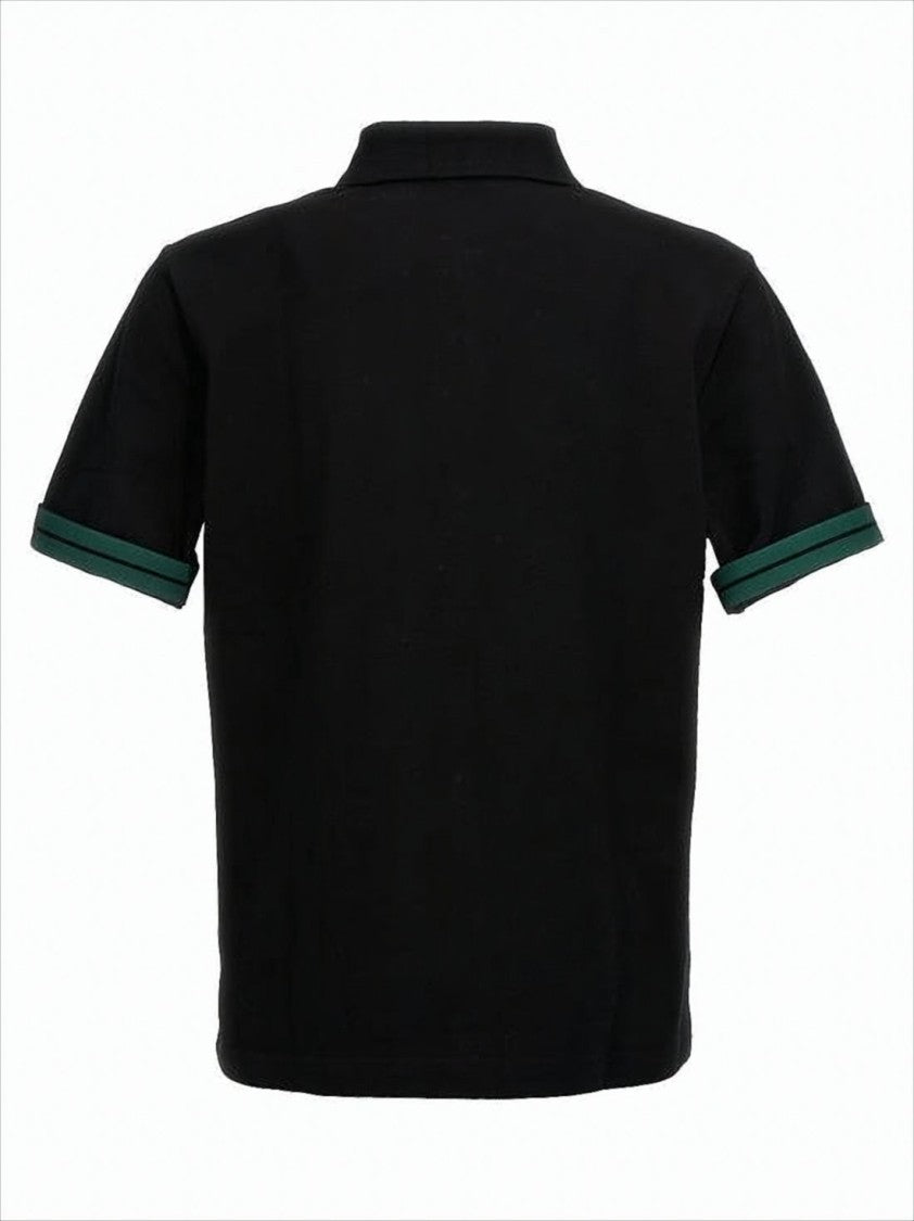 Classic Black Polo Shirt With Contrasting Stripe Details