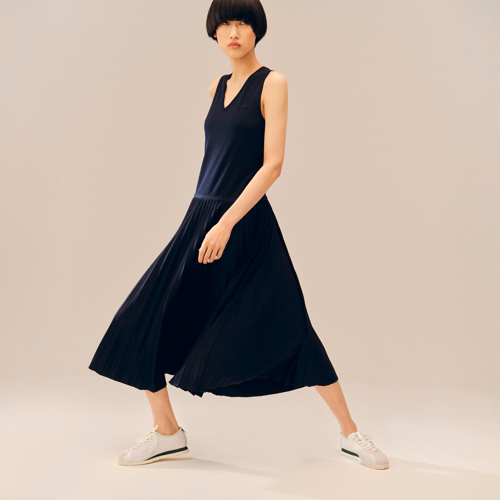 Flowing Midi Dress with Fitted Bodice