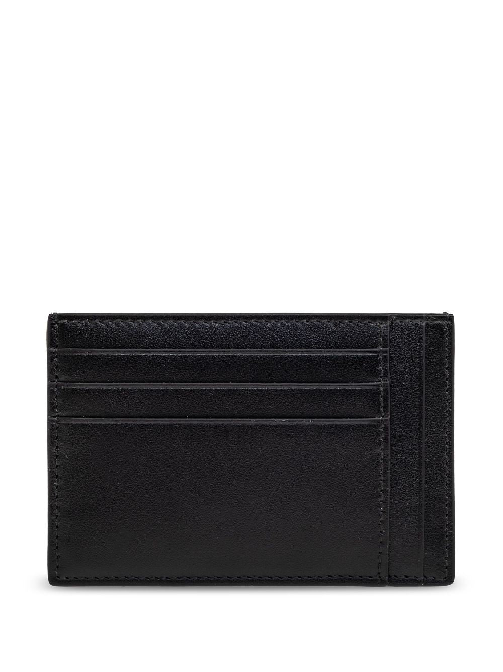 Two-Tone Grey Gg Cardholder With Stitched Edge