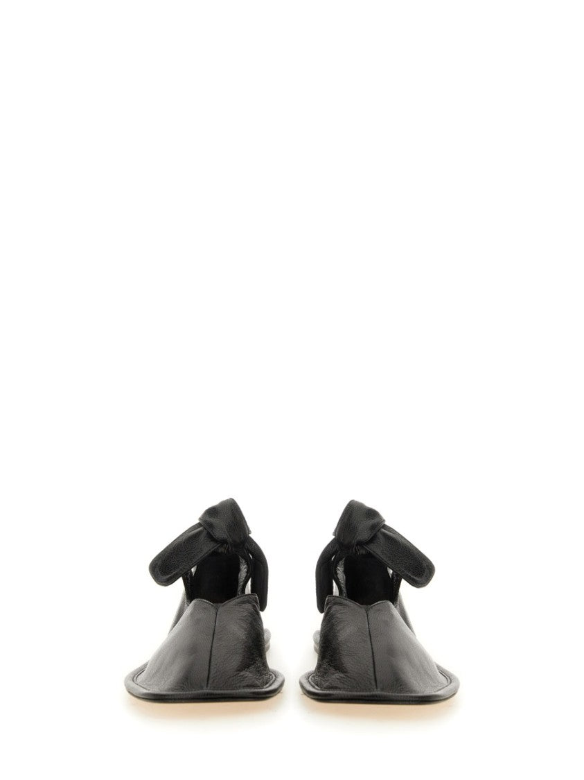 Knotted Black Lambskin Flats