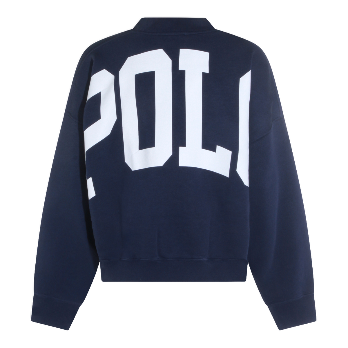 Relaxed-Fit Blue Sweater with Oversized Back Design