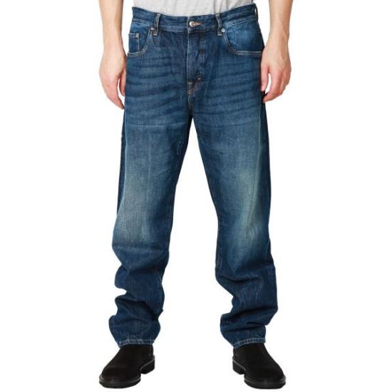 Classic Five-Pocket Denim Pants with Medium Blue Wash
