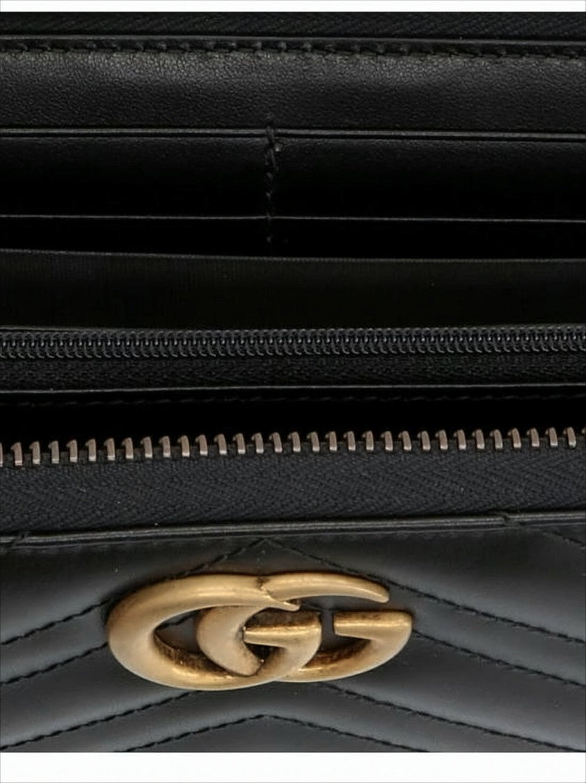 Skórzany długi portfel Gucci ze wzorem w szewrony i logo z podwójnym G