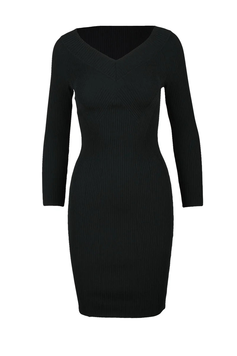 Knit Sheath Dress - Black