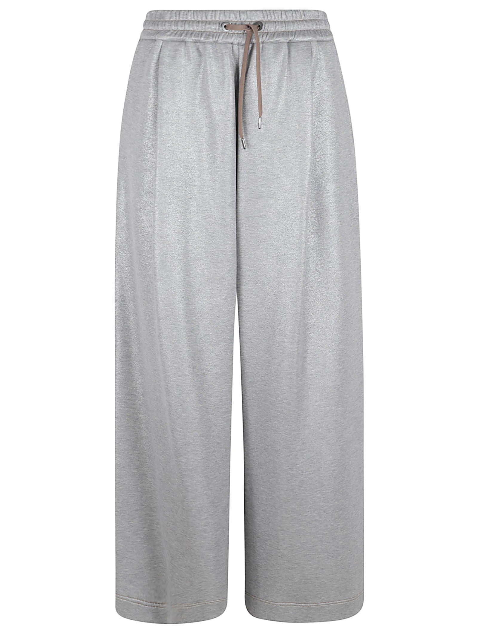 Wide-Leg Trousers with Sparkling Effect and Contrast Stitching