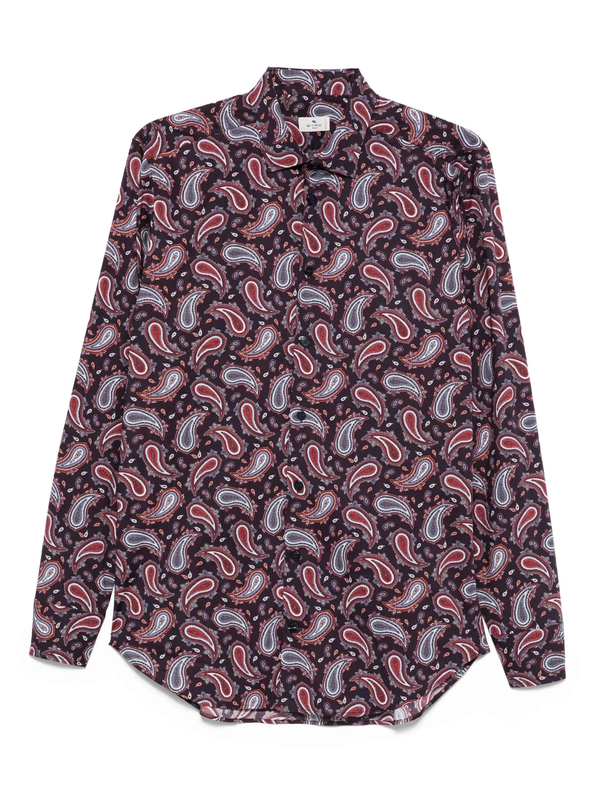 Formal Dark Paisley Pattern Button Shirt