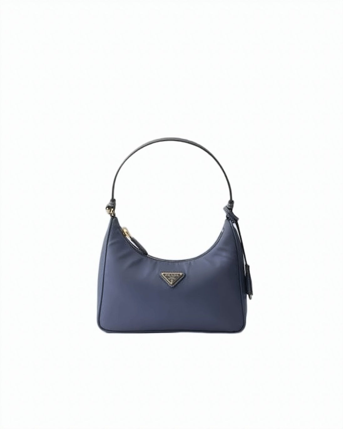Smooth Polyamide Shoulder Bag With Leather Strap And Triangular Logo