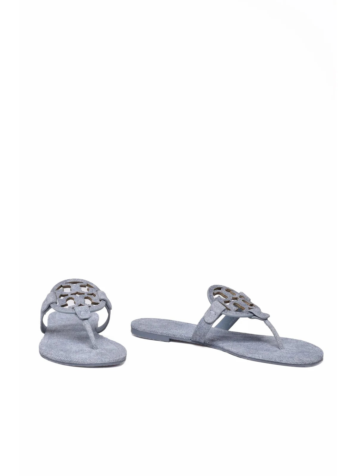 Light Blue Leather Denim Flip-Flop Sandal
