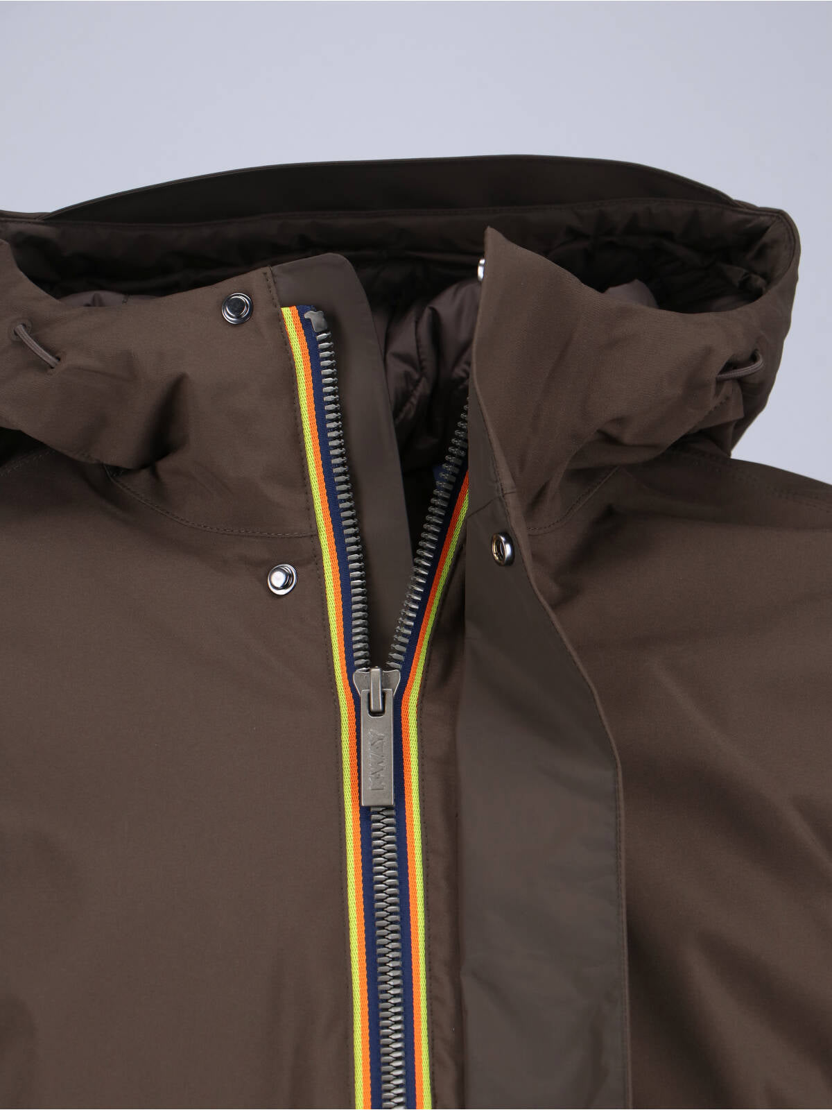 Padded Brown Jacket with Drawstring Hood